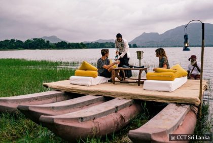 Enjoy the sunset and nature from a catamaran in Kandalama Lake